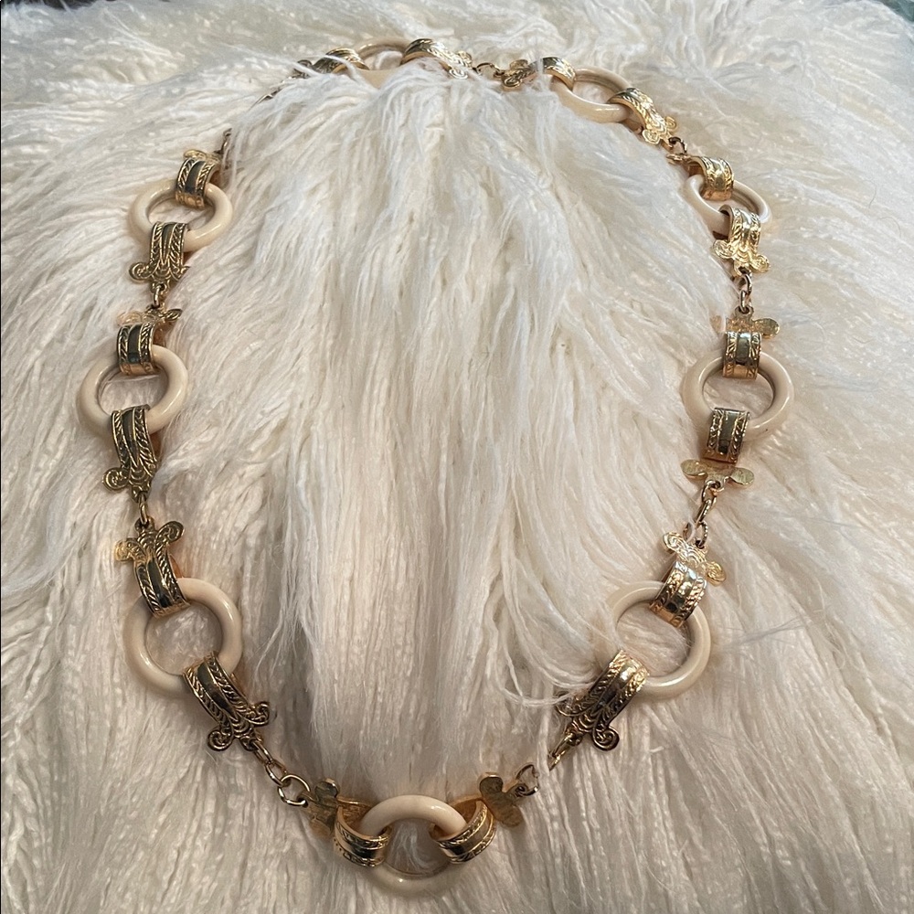 Vintage Elegant Gold and Cream Belt